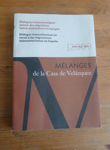Portada del libro de DIALOGOS TRANSATLANTICOS EN TORNO MIGRACIONES LATINOAMERICANAS ENESPAÑA.CASA VELQUEZ 2009 328 pp