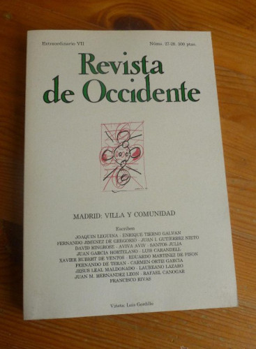 Portada del libro de REVISTA DE OCCIDENTE. EXTRAORDINARIO VII. nº 27-28 MADRID VILLA Y COMUNIDAD.T.GALVAN,HORTELANO, 251