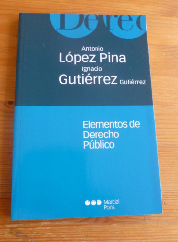 Portada del libro de ELEMENTOS DEL DERECHO PUBLICO. PINA y GUTIERREZ. M. PONS. 2002 186 pp