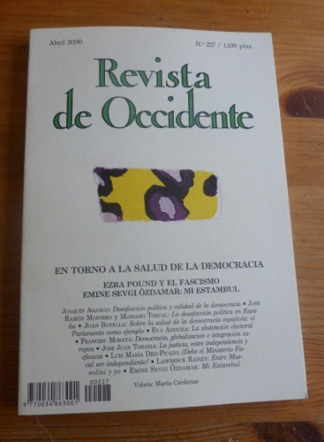 Portada del libro de REVISTA DE OCCIDENTE. ABRIL 2000. Nº 227. EN TORNO A LA SALUD DE LA DEMOCRACIA. 156 pp