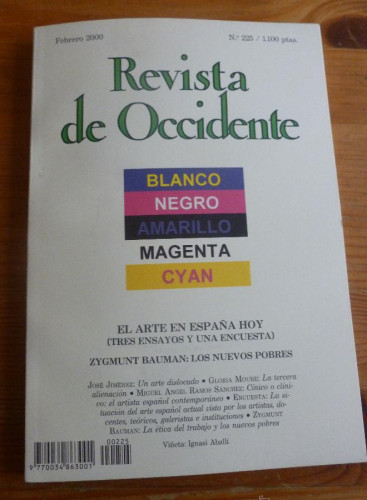 Portada del libro de REVISTA DE OCCIDENTE. FEBRERO 2000 Nº225. EL ARTE EN ESPAÑA HOY. TRES ENSAYOS Y UNA ENCUESTA 156 pp
