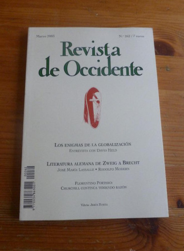 Portada del libro de REVISTA DE OCCIDENTE. MARZO 2003. Nº 262. LOS ENIGMAS DE LA GLOBALIZACION. 151pp