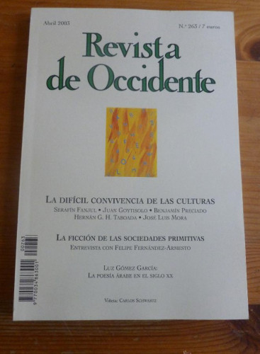 Portada del libro de REVISTA DE OCCIDENTE.OCTUBRE. ABRIL 2003 Nº 263 LA DIFICIL CONVIVENCIA DE LAS CULTURAS 157 pp