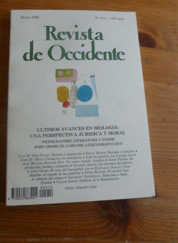 Portada del libro de REVISTA DE OCCIDENTE. MARZO 1999. Nº 214. ULTIMOS AVANCES EN BIOLOGIA.PERSPECTIVA JURIDICA Y MORAL