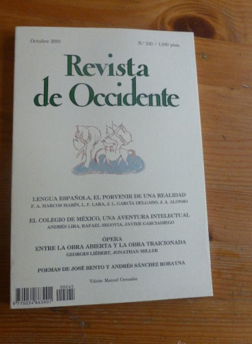 Portada del libro de REVISTA DE OCCIDENTE. OCTUBRE 2001 Nº 245. LENGUA ESPAÑOLA. EL PORVENIR DE UNA REALIDAD 156 pp