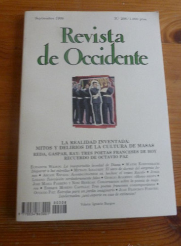 Portada del libro de REVISTA DE OCCIDENTE. SEPTIEMBRE 1998. Nº 208. LA REALIDAD INVENTADA.MITOS Y DELIRIOS MASAS 156 pp