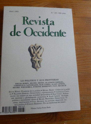 Portada del libro de REVISTA DE OCCIDENTE. ABRIL 1995. Nº 167 LO POLITICO Y SUS FRONTERAS. 156 pp