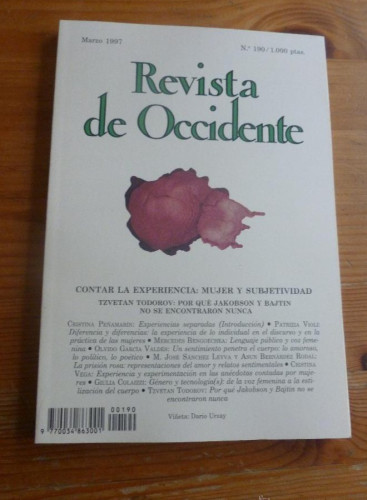 Portada del libro de REVISTA DE OCCIDENTE. MARZO 1997. Nº 190. CONTAR LA EXPERIENCIA. MUJER Y SUBJETIVIDAD. 156 pp