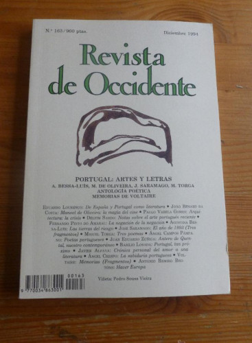 Portada del libro de REVISTA DE OCCIDENTE. DICIEMBRE 1994. Nº 163. PORTUGAL. ARTES Y LETRAS 186 pp