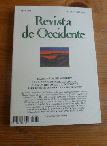 Portada del libro de REVISTA DE OCCIDENTE. ABRIL 2001. BUCHANAN, NORT, GUADAGNI.NUEVOS RETOS ECONOMIA. 196 pp