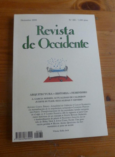 Portada del libro de REVISTA DE OCCIDENTE. DICIEMBRE 2000. Nº 235. ARQUITECTURA. HISTORIA. FEMINISMO. 155 pp