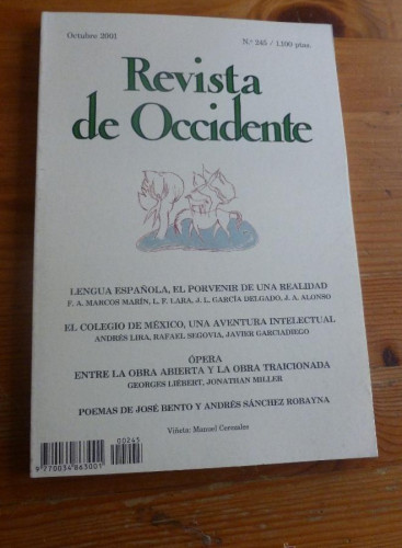 Portada del libro de REVISTA DE OCCIDENTE. OCTUBRE 2001 Nº 245. LENGUA ESPAÑOLA. EL PORVENIR DE UNA REALIDAD 156 pp