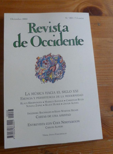 Portada del libro de REVISTA DE OCCIDENTE. DICIEMBRE 2004 . Nº 283 LA MUSICA HACIA EL SIGLO XXI. 157 PAG