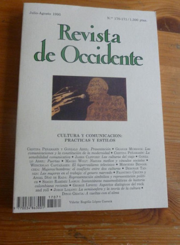 Portada del libro de REVISTA DE OCCIDENTE. JULIO AGOSTO 1995. Nº 170-171. CULTURA Y COMUNICACION. PRACTICAS Y ESTILOS.233