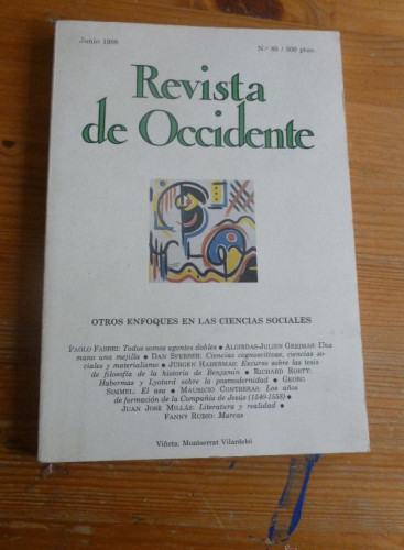 Portada del libro de REVISTA DE OCCIDENTE. JUNIO 1988.Nº 85 OTROS ENFOQUES EN LAS CIENCIAS SOCIALES. 154 pp