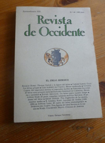 Portada del libro de REVISTA DE OCCIDENTE. EXTRAORDINARIO XIII..Nº 46. EL IDEAL HEROICO. 228 pp