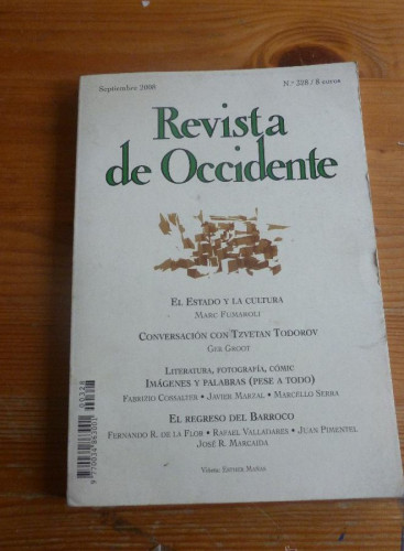 Portada del libro de REVISTA DE OCCIDENTE. SEPTIEMBRE 2008. Nº 328 PAG. EL ESTADO Y LA CULTURA. 157 PAG