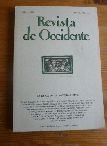 Portada del libro de REVISTA DE OCCIDENTE. FEBRERO 1985 Nº 45. LA ETICA DE LA SOCIEDAD CIVIL 141 pp