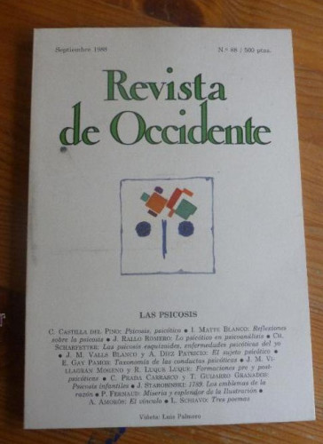 Portada del libro de REVISTA DE OCCIDENTE. SEPTIEMBRE 1998. Nº 88. LA PSICOSIS. 155 pp