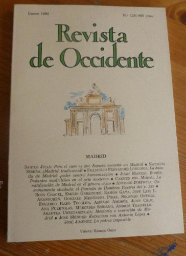 Portada del libro de REVISTA DE OCCIDENTE. ENERO 1992. Nº 128. MADRID. 170 pp