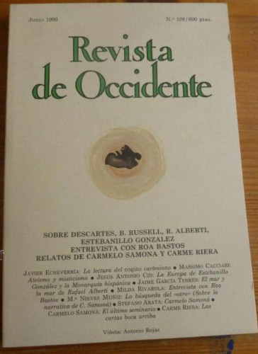 Portada del libro de REVISTA DE OCCIDENTE. JUNIO 1990, Nº 109. DESCARTES, RUSSEL.ENTREVISTA ROA BASTOS. 155 pp