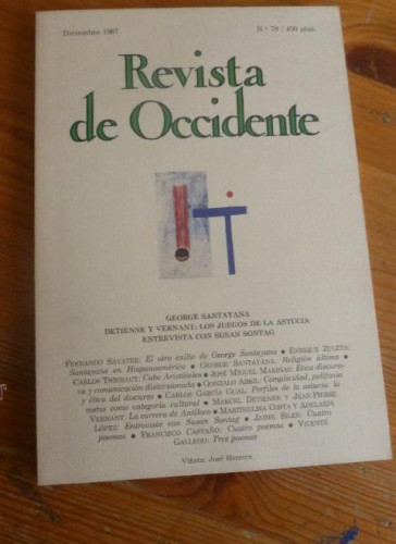 Portada del libro de REVISTA DE OCCIDENTE. DICIEMBRE 1987. Nº79 GEORGES SANTAYANA. SUSAN 154pp