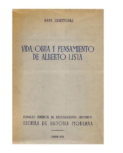 Portada del libro de VIDA, OBRA Y PENSAMIENTO DE ALBERTO LISTA