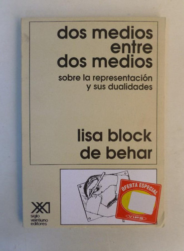 Portada del libro de Dos medios entre dos medios.Sobre la representación y sus dualidades- Lisa block de Behar- Ed.sXXI