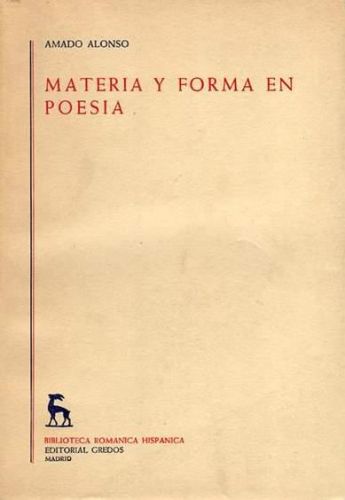 Portada del libro de Materia y forma en poesía.