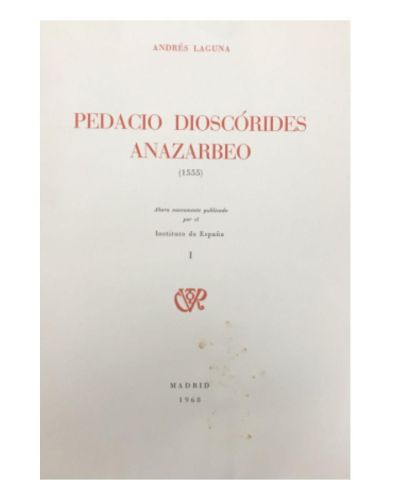 Portada del libro de Pedacio Dioscórides Anazarbeo