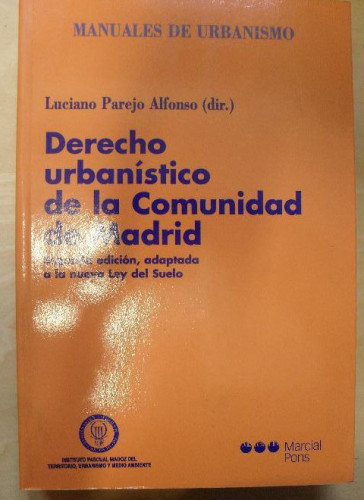 Portada del libro de Derecho urbanístico de la Comunidad de Madrid Varios Marcial Pons,1998 835pp