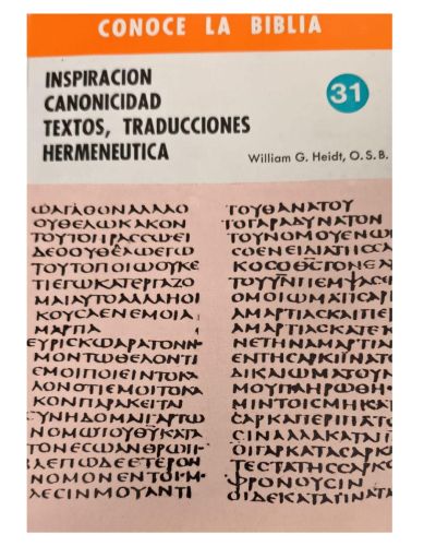 Portada del libro de Conoce la Biblia, n. 31. Inspiración, canonicidad, textos, traducciones, hermenéutica