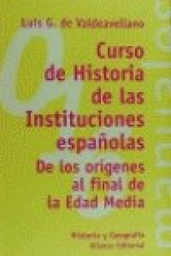 Portada del libro de Curso de Historia de las instituciones españolas