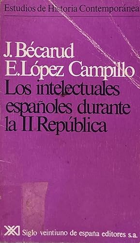 Portada del libro de Los intelectuales españoles durante la II República