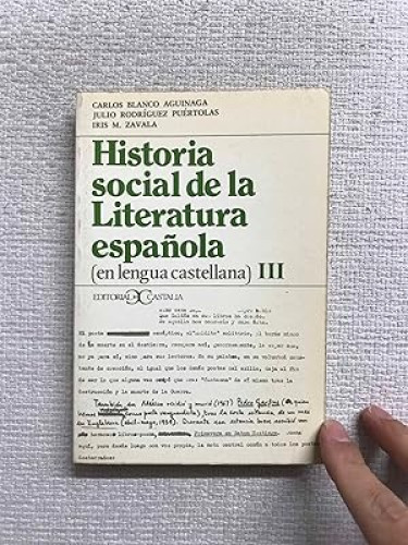 Portada del libro de HISTORIA SOCIAL DE LA LITERATURA ESPAÑOLA III