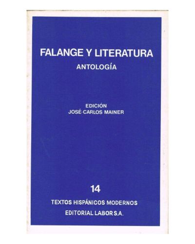 Portada del libro de FALANGE Y LITERATURA. ANTOLOGÍA.