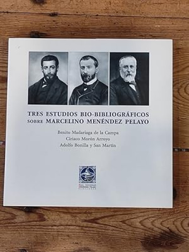 Portada del libro de Tres estudios biobibliográficos sobre Marcelino Menéndez Pelayo