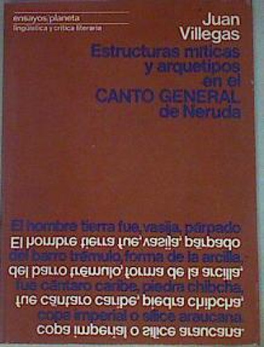 Portada del libro de Estructuras míticas y arquetipos en el ' Canto General' de Neruda