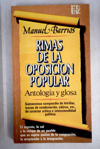 Portada del libro de Rimas de la oposición popular