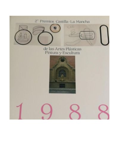 Portada del libro de 2 premios Castilla La Mancha de las artes plásticas pintura y escultura 1988.