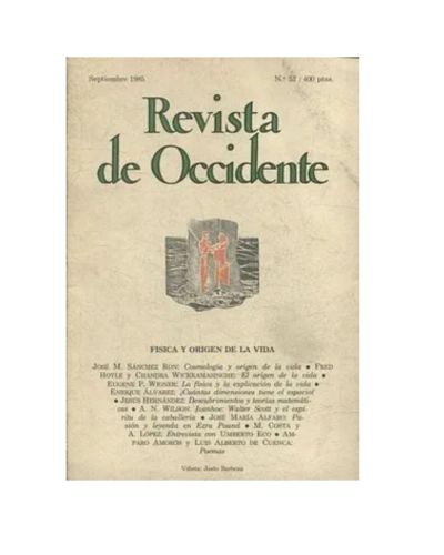 Portada del libro de REVISTA DE OCCIDENTE SEPTIEMBRE 1985, Nº 52