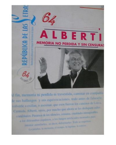 Portada del libro de Nº 64. Noviembre 1999. ALBERTI, MEMORIA NO PERDIDA Y SIN CENSURAS