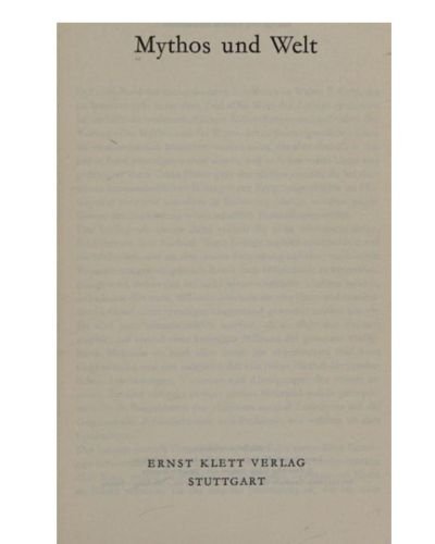 Portada del libro de Mythos und Welt