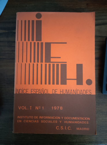 Portada del libro de ÍNDICE ESPAÑOL DE HUMANIDADES VOL1 Nº1 1978