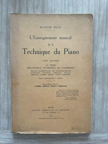 Portada del libro de BLANCHE SELVA. TECHNIQUE DU PIANO. TOMO III. 