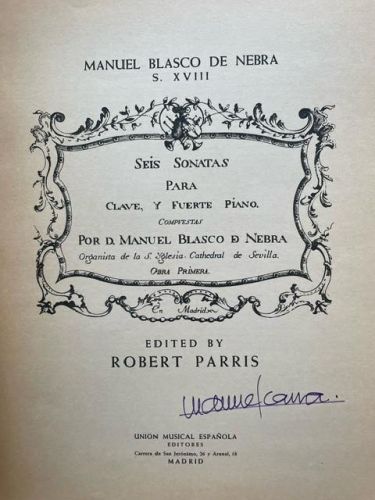 Portada del libro de SEIS SONATAS PARA CLAVE, Y FUERTE PIANO. 