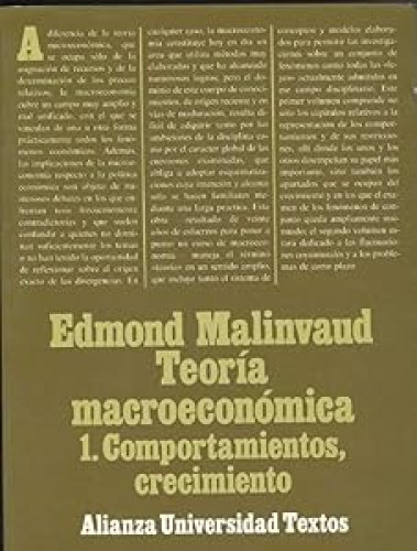 Portada del libro de Teoría macroeconómica. Comportamientos, crecimiento