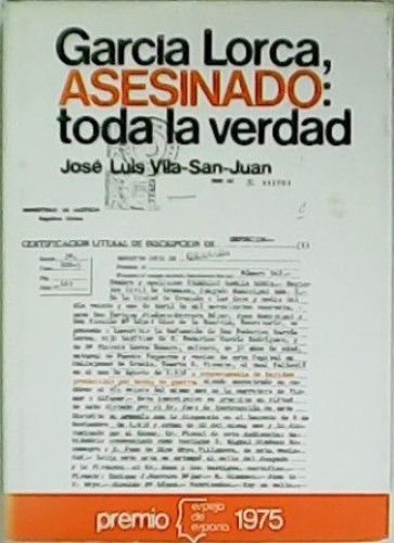 Portada del libro de García Lorca, asesinado: Toda la ve