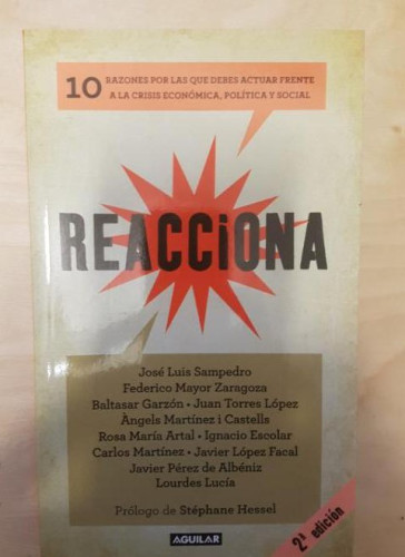 Portada del libro de Reacciona (AGUILAR). TAPA BLANDA. 2ª EDICIÓN