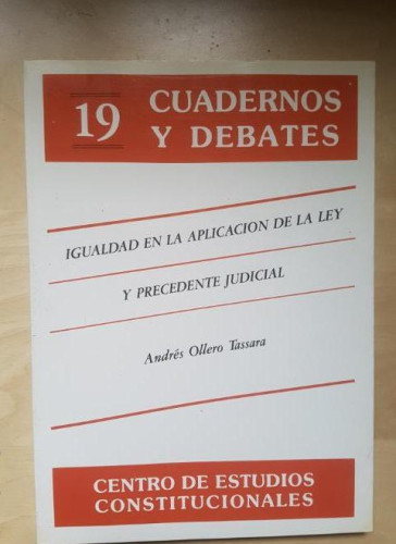 Portada del libro de Igualdad en la aplicacion de la ley y precedente judicial